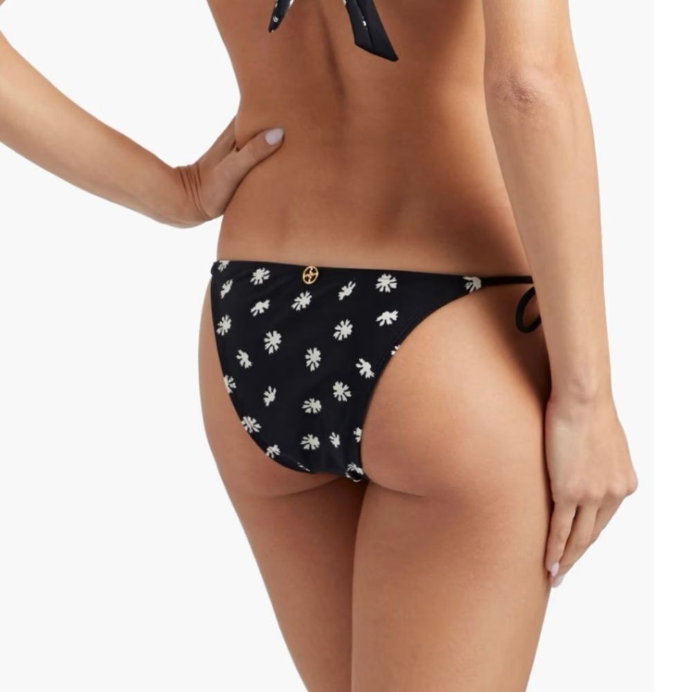 ViX Sally Low Rise Brief String Bikini Bottom Black White NWT XS